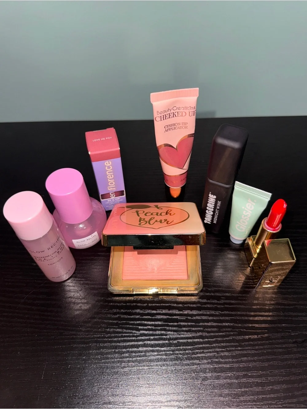Bundle, too faced, 2 glow recipe, Florence by mills, glossier, ysl, tangerine,